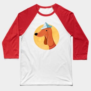 Dog With Newspaper Hat | Illustration Baseball T-Shirt